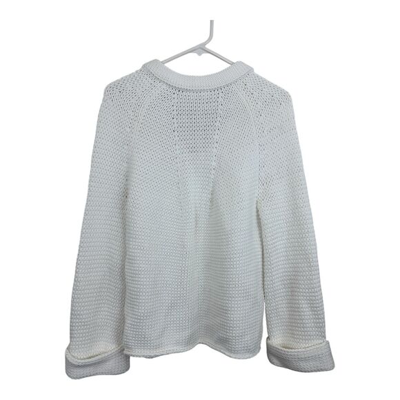 Reset R Label Breezy Sweater Sz Small Chalk White Knit Long Sleeve Cotton Blend - Picture 3 of 6